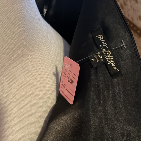 Betsey Johnson Vintage 1990s Black Satin Sequin Bow Cocktail Pencil Dress - Picture 6 of 6